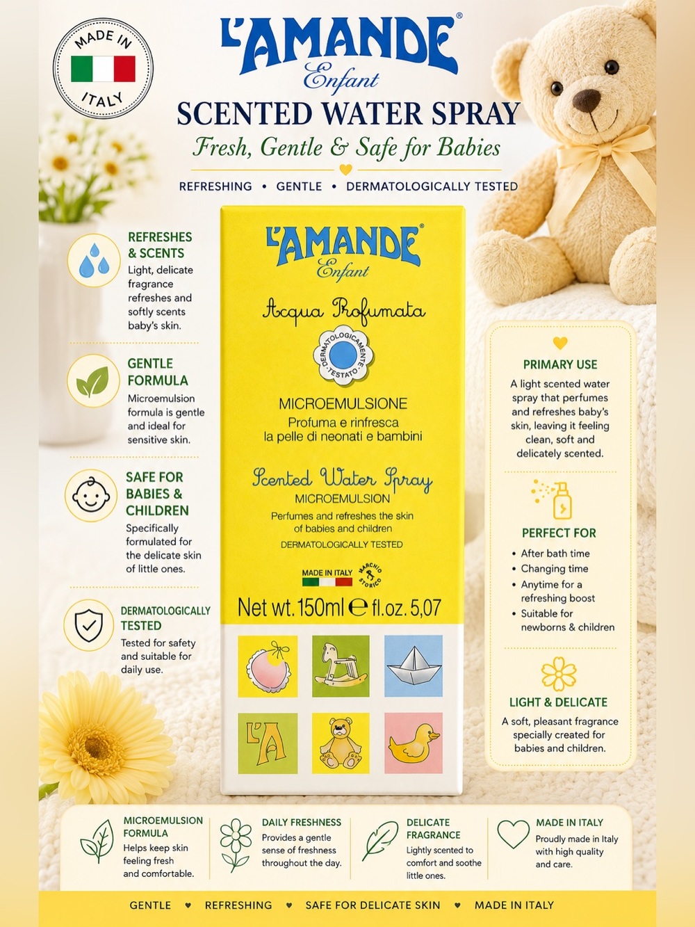 L’AMANDE Enfant Scented Water Spray 150ml Baby Freshening Mist